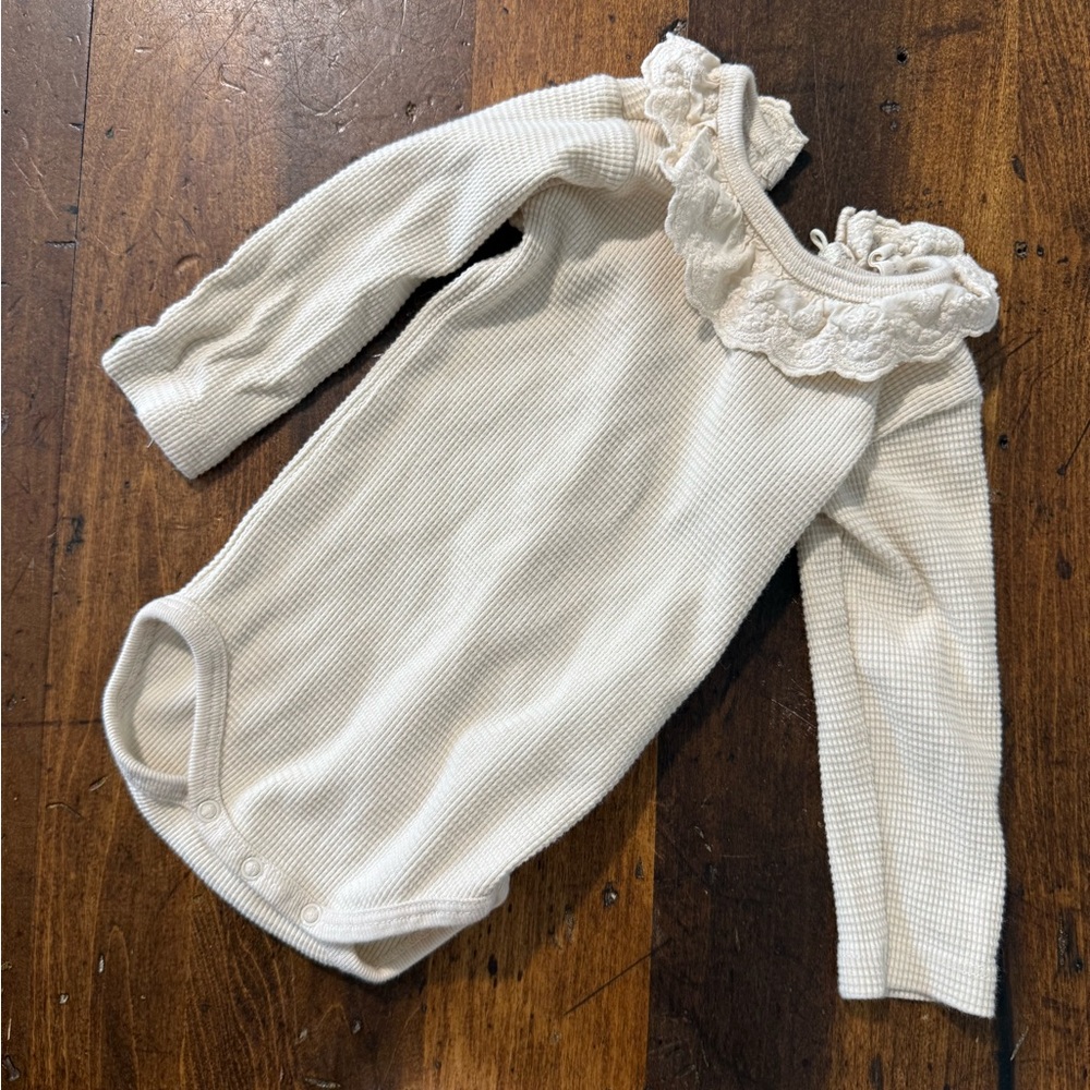 Quincy Mae Cream Long Sleeve Ruffle Top